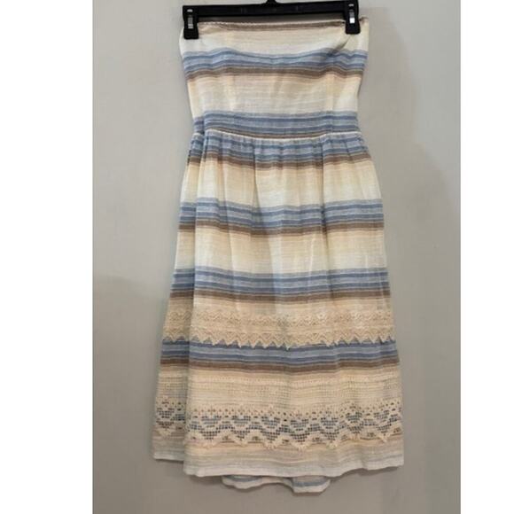 Anthropologie Sami Dress Small Lagenlook Lace Guazy Strapless Tie back Midi - Picture 3 of 9